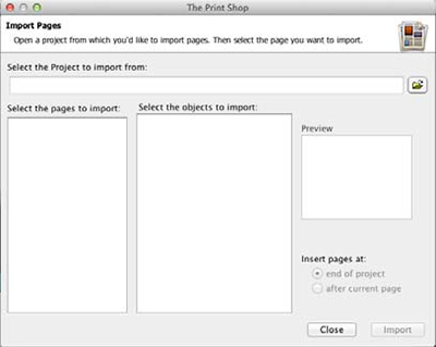 Import Pages Window