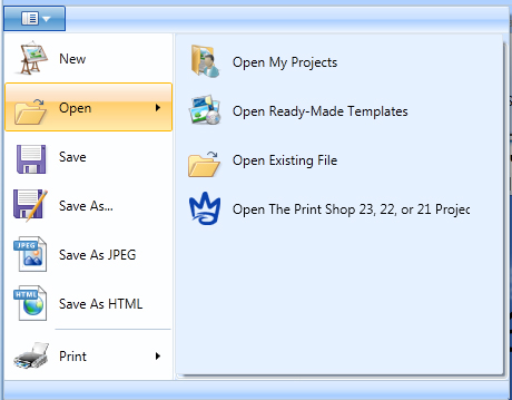 Main File Menu Tab