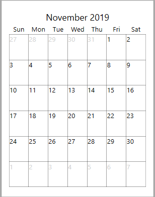 calendar displday option1