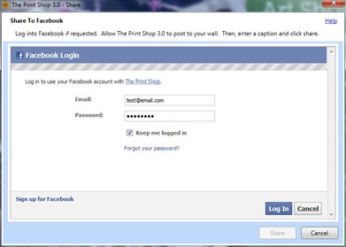 Facebook log in
